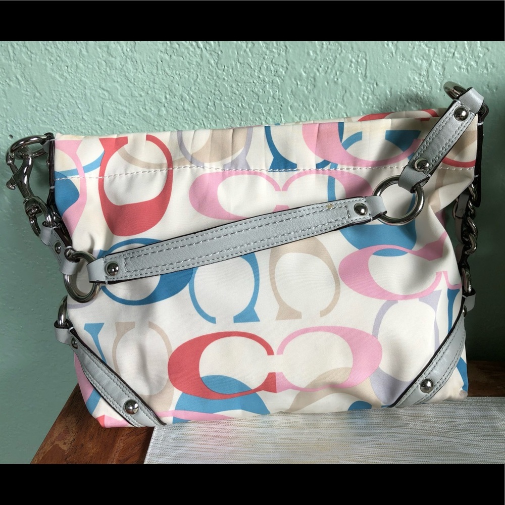COACH F16274 Pastel White Optic Signature Handbag